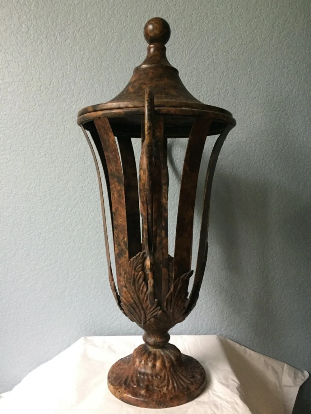 Large METAL Decorative VASE Size: 23 in TALL x 16 in WIDE Unbranded STAGING Use